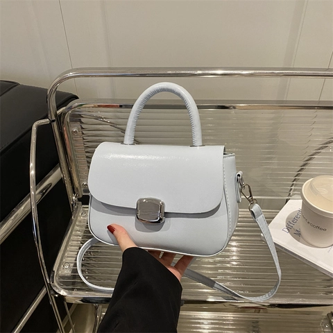 Trendige Damen Umhängetasche Aus Hochwertigem PU Leder Kleine Quadratische Handtasche Mit Metallschnalle Vielseitige Schultertasche