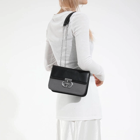 Vintage PU Lederen Schoudertas Voor Dames High Texture Commuter Kleine Vierkante Crossbody Tas Met Metalen Kettinggesp Ontwerp
