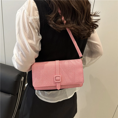 Sac Bandoulière Minimaliste en Cuir PU pour Femmes Mode Texture Tissée Sac à Épaule Carré Avec Bandoulière Réglable