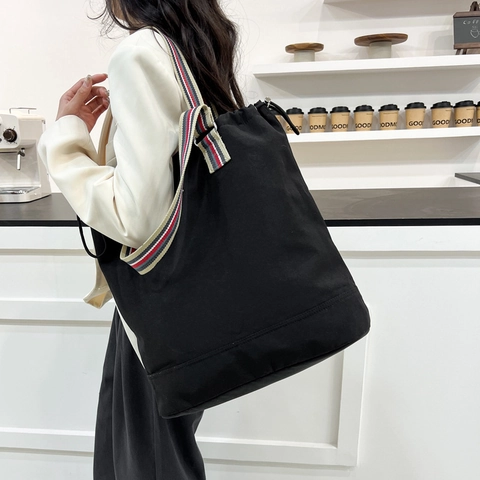 Borsa Tote in Tessuto da Donna di Grande Capacità con Manico in Cinghia a Righe Borsa a Tracolla Casual Leggera per Scuola Lavoro Viaggio