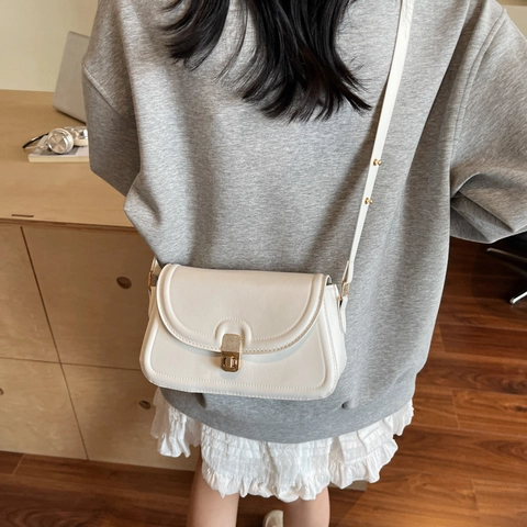Bolso Bandolera Minimalista de Cuero PU para Mujer Vintage Francés Color Sólido Bolso Cuadrado Pequeño Elegante Bolso de Hombro