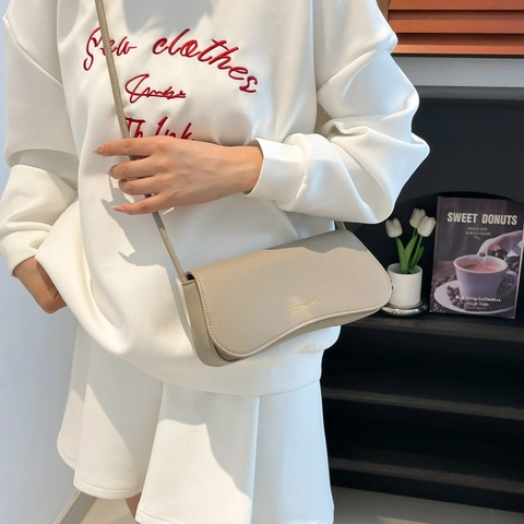French Vintage PU Leather Underarm Bag For Women Solid Color Small Square Crossbody Bag With Knotted Strap Fashion Shoulder Bag
