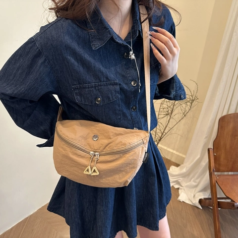 Bolso Bandolera de Media Luna de Nylon con Textura Arrugada para Mujer Ligero Gran Capacidad Correa Ajustable Bolso Tote