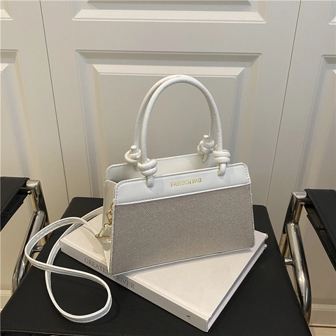 Trendy Dames PU Leer Splicing Handtas Met Knoop Handvat Dagelijks Koreaanse Stijl Crossbody Schoudertas Messenger Tas