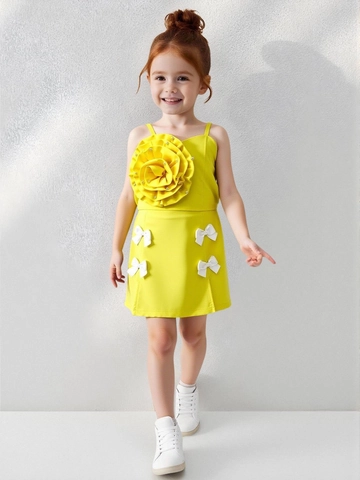 Sweet Girls Summer Clothing 3D Flower Cami Top And Bow Mini Skirt Outfit Off Shoulder Polyester Two Items For Kids