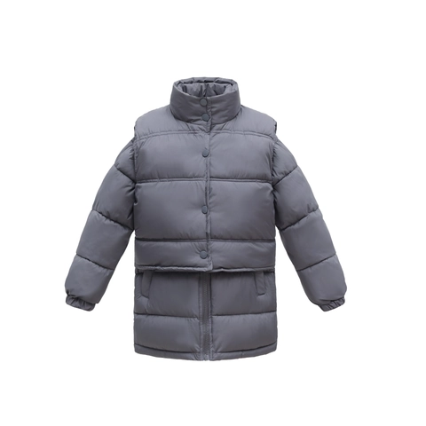 Children's Mid-Length Quilted Padded Coat 2024 New Korean Style Thick Winter Jacket For Boys Girls Solid Color Warm Outerwear