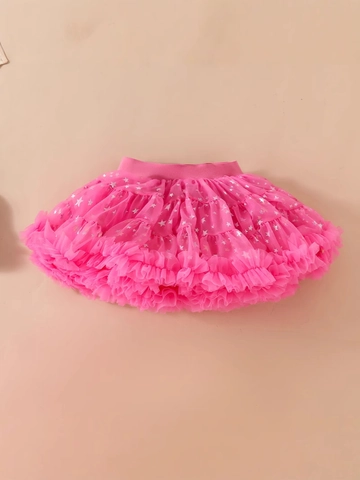 Gonna Tutu da Bambina con Stampa a Stelle Vita Elastica a Più Strati in Rete Gonna a Torta Principessa per Festa di Compleanno