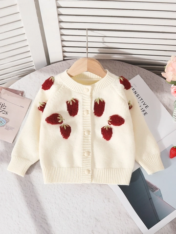 Bambina Cardigan in Maglia Ricamato Fragola E Gonna Tutu in Rete A Strati Autunno Inverno Festa Compleanno Abbigliamento