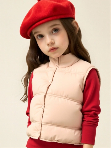 Kids Winter Thickened Puffer Vest Polyester Padded Sleeveless Jacket Solid Color Stand Collar Warm Outerwear Coat For Boys Girls