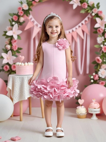 Mädchen Ärmellos 3D Blütenblätter Prinzessinnen Kleid Elegant Geburtstag Party Hochzeit Kleinkind Formelles Sommerkleid