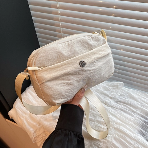 Bolso Bandolera Minimalista de Color Sólido para Mujeres Hombres Bolso de Hombro Ligero de Tejido Compuesto Con Correa Ancha Bolso de Viaje de Moda