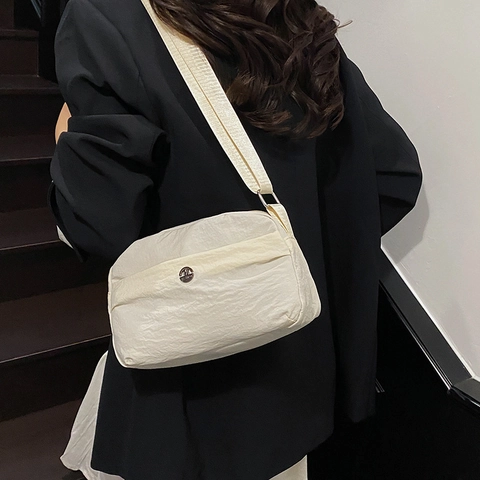 Bolso Bandolera Minimalista de Color Sólido para Mujeres Hombres Bolso de Hombro Ligero de Tejido Compuesto Con Correa Ancha Bolso de Viaje de Moda