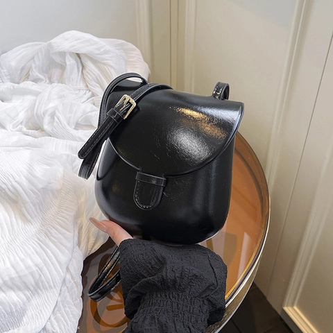 Bolso de Mujer Minimalista Color Sólido Cuero PU Bandolera Bolso de Teléfono Móvil Tendencia Callejera Pequeño Bolso con Solapa