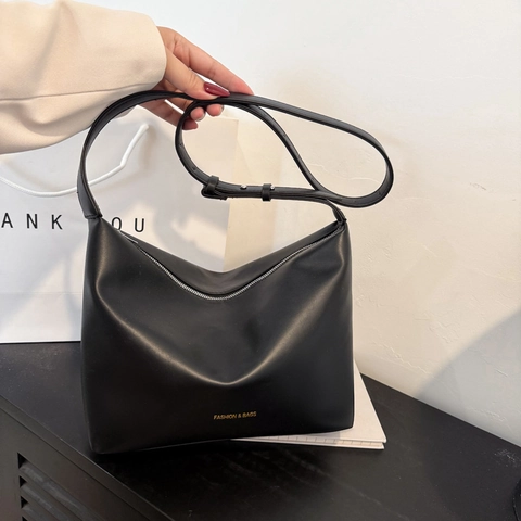 Bolso Hobo de Cuero PU Casual para Mujer Gran Capacidad Bolso de Hombro Cruzado Color Sólido Moda Bolso de Axila para Viaje Diario
