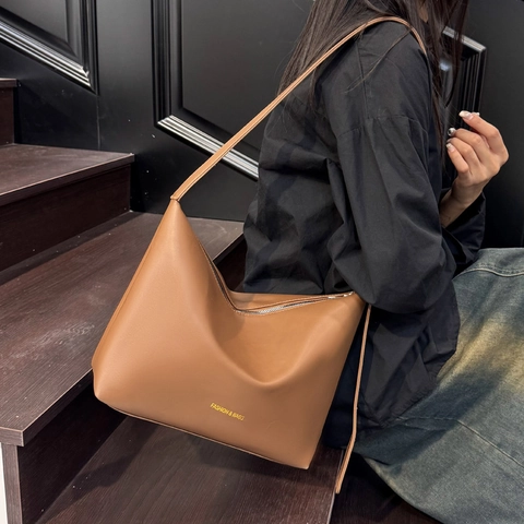 Bolso Hobo de Cuero PU Casual para Mujer Gran Capacidad Bolso de Hombro Cruzado Color Sólido Moda Bolso de Axila para Viaje Diario