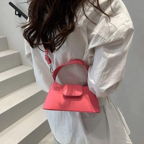 Estate Nuova Borsa a Tracolla in Pelle PU per Donna Borsa a Mano Piccola Quadrata Minimalista Satchel Versatile con Lettere Goffrate