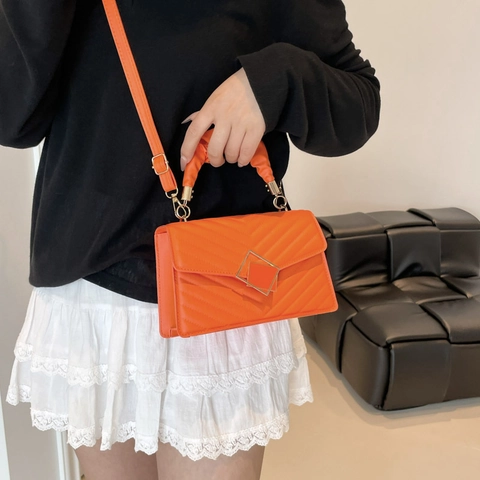 Women's Chevron Quilted Crossbody Bag Ruched Handle PU Leather Handbag Stylish Square Shoulder Bag With Adjustable Strap