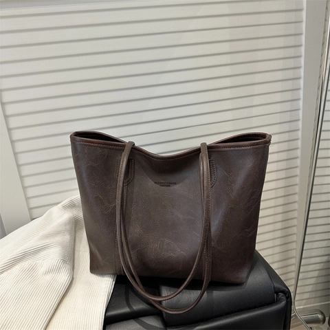 Bolso Tote de Gran Capacidad de Estilo Francés Retro para Mujer Bolso de Hombro de Cuero PU de Alta Calidad para Oficina