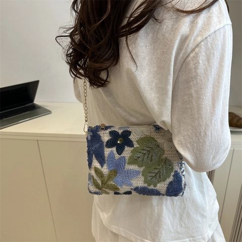 Damen Pailletten Stickerei Clutch Abendtasche Party Umhängetasche Mit Metallkette Elegantes Nischen Design Blumen Umschlag Handtasche