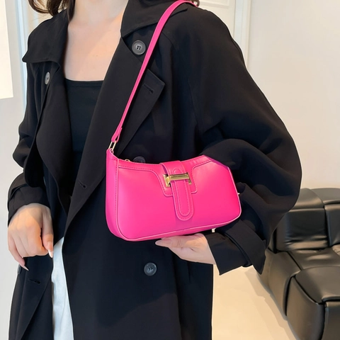 Retro PU Leren Onderarmtas Dames Mode Kleine Vierkante Schoudertas Met Metalen Gesp Effen Kleur Casual Daily Tote