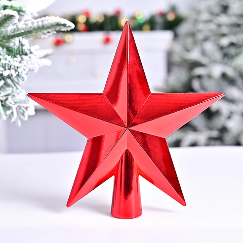 Punta per Albero di Natale a Stella a Cinque Punte in Plastica Galvanizzata Ornamento Decorativo per Festa di Natale Casa