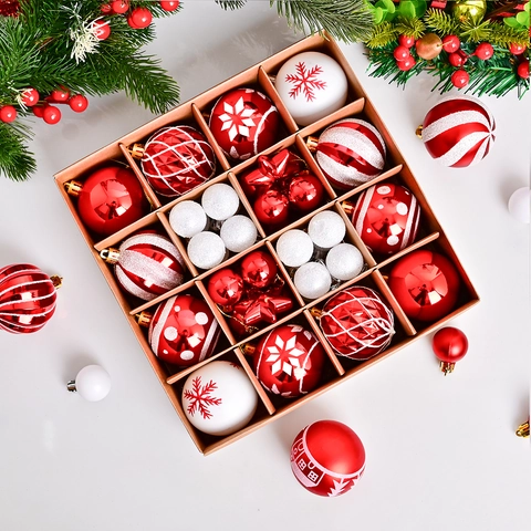 Bolas de Navidad de Plástico Galvanizado Pintado Multicolor Adornos Colgantes para Decoración de Árbol de Navidad Fiesta