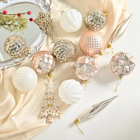 Set di 34 Decorazioni Natalizie Infrangibili Galvanizzate Dipinte a Mano Palline da Appendere per Decorazioni Festive
