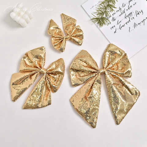 Glitzernde Weihnachtsbaum Pailletten Schleife Ornament Für Hochzeit Feiertag Party Dekoration Große Funkelnde Hängende Schleife Anhänger
