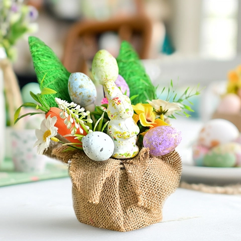 Osterei Hase Karotte Tischdeko Jute Basis Bunte Schaumstoff Eier Tischdekoration Saisonale Frühling Haus Deko