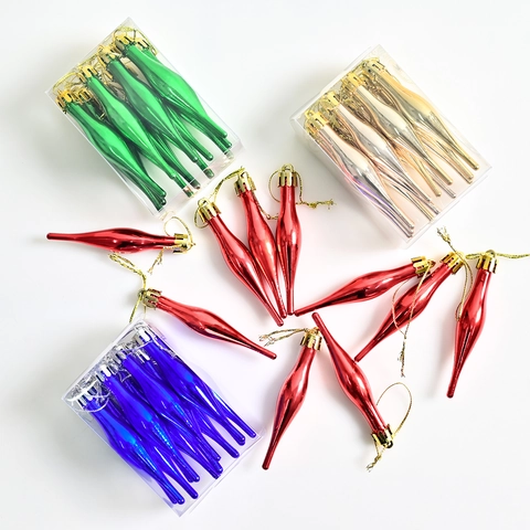 Decorazioni Appese a Forma di Ghiacciolo per Albero di Natale in Plastica Multicolore Finitura Metallica Galvanica Decorazioni Natalizie