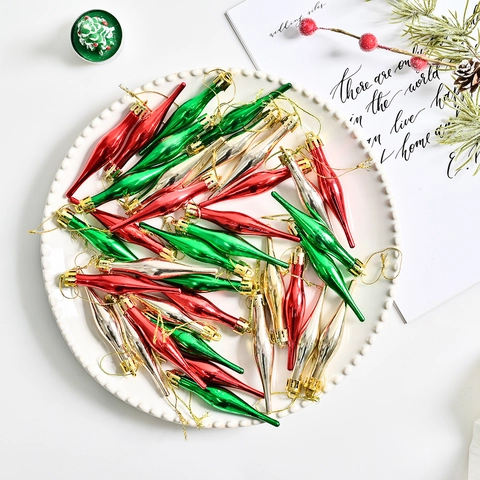 Decorazioni Appese a Forma di Ghiacciolo per Albero di Natale in Plastica Multicolore Finitura Metallica Galvanica Decorazioni Natalizie