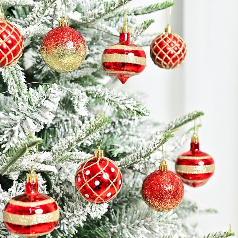 Set di Ornamenti per Palle di Natale Galvanizzato Dipinto Glitter Decorazioni Sospese per Albero di Natale Per Decorazione della Festa in Casa delle Vacanze