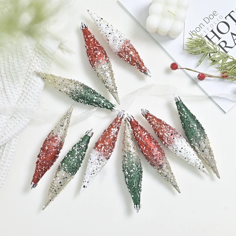 Weihnachten Glitzer Hängende Eiszapfen Ornamente Kunststoff Verlauf Pailletten Für Feiertag Haus Baum Dekoration Saisonal