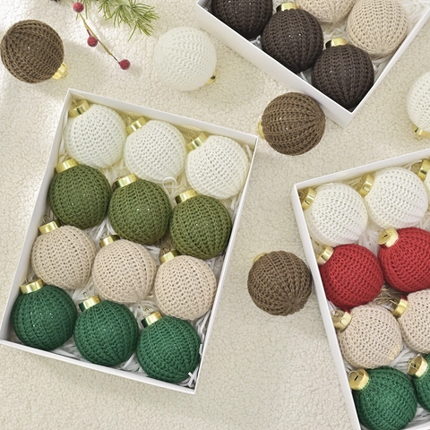 Set di Palline di Natale all Uncinetto Fatte a Mano Decorazioni da Appendere all Albero in Lana Vintage Decorazioni per la Casa