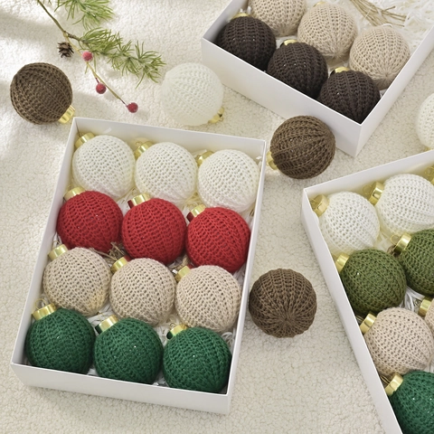 Set di Palline di Natale all Uncinetto Fatte a Mano Decorazioni da Appendere all Albero in Lana Vintage Decorazioni per la Casa