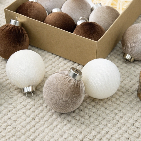15Pcs 6cm Velvet Christmas Tree Balls Ornaments Set Plastic Flocked Decorative Hanging Ornaments For Holiday Party Decor