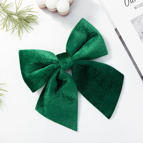 Solid Color Velvet Christmas Bow Tree Hanging Ornaments For Festival Party Home Decor Wedding Gift Wrap Elegant Bowknot Decoration
