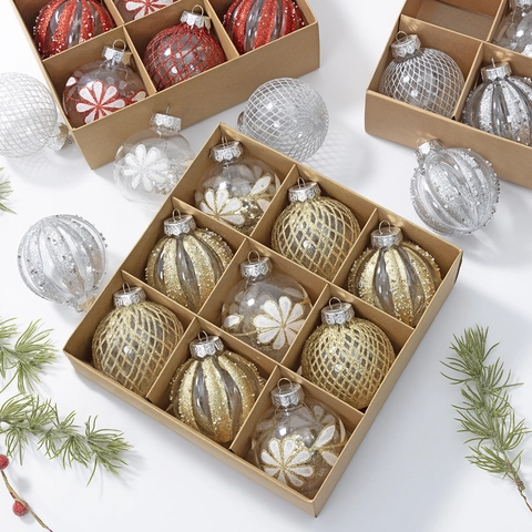 Boules de Noël Transparentes en Plastique DIY Paillettes Peintes Ornements Suspendus pour Arbre de Noël Décoration de Fête