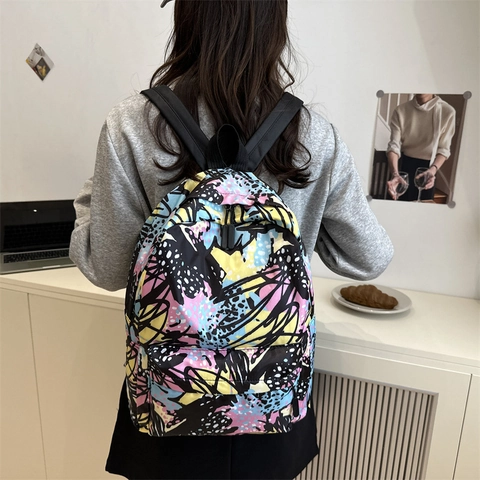 Mode Vrouwen Rugzak Kleurrijk Hart Tropische Print Student Schooltas Grote Capaciteit Polyester Reizen Rugzak Koreaanse Stijl Schoudertas