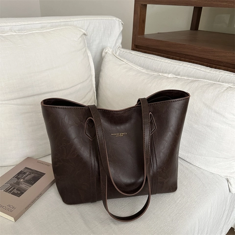 Borsa Tote Donna in Pelle PU Retro Stile Harajuku Giapponese Grande Capacità Borsa a Tracolla Pendolare Borsa Sottobraccio