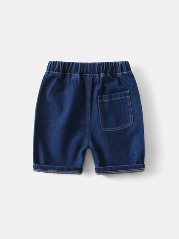 Pantalones Cortos de Mezclilla de Verano para Niños Color Sólido Mezcla de Algodón Suave Cintura Elástica Pantalones Informales para Niños