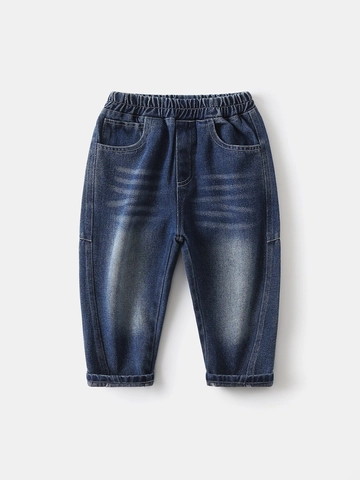 Jeans da Ragazzo in Morbido Misto Cotone Vita Elastica Lavati Pantaloni Lunghi alla Moda per Bambini Abbigliamento Casual
