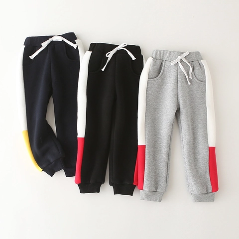 Jongens Met Fleece Gevoerd Trainingsbroek Verdikte Katoenmix Sportbroek Winter Warme Joggers Met Koord Ribmanchetten Voor Kinderen