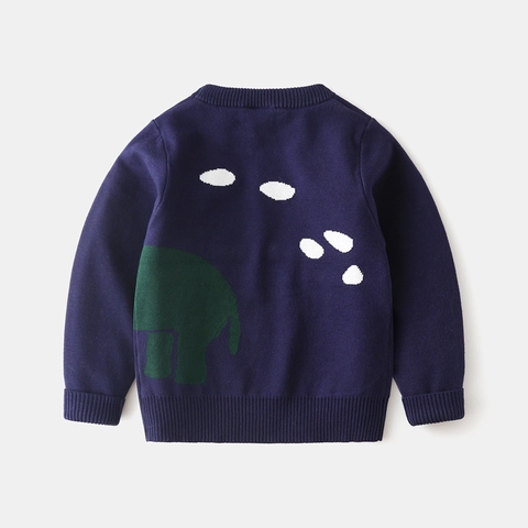 Jungen Koreanischen Stil Süße Elefanten Strickpullover Herbst Winter Baumwollmischung Langarm Pullover Für Kleinkinder Kinder