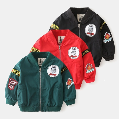 Jungen Casual Pilot Bomber Jacke Mit Stickerei Aufnäher Winddicht Reißverschluss Oberbekleidung Mantel Für Herbst Kinder Kleidung