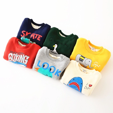 Sudadera con Capucha con Forro de Felpa para Niños Estampado de Animales de Dibujos Animados Sudadera Cálida de Algodón Top