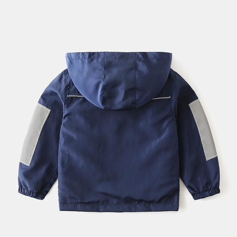 Jongens Lichtgewicht Windjack Met Capuchon Polyester Winddicht Sportief Jack Met Rits En Reflecterende Strips