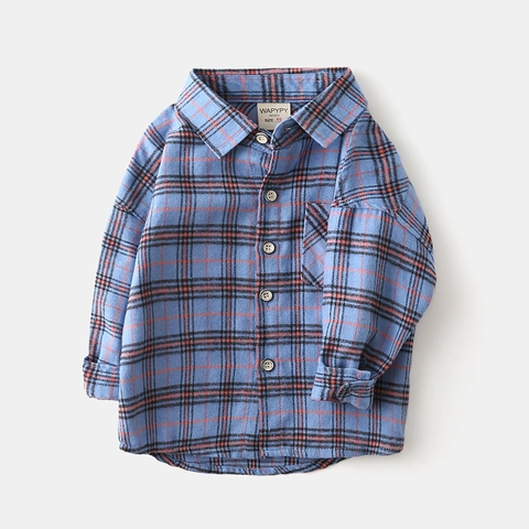 Boys Plaid Shirt Cotton Long Sleeve Casual Checked Shirt Korean Style Loose Top For Toddler Baby Boys Autumn Outfits