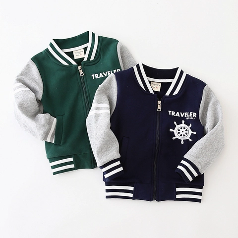 Boys Varsity Baseball Jacket Cotton Blend Brushed Thickened Warm Outerwear For Kids Casual Sporty Style Zip Up Graphic Print Coat