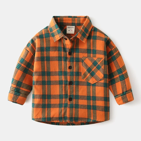 Camicia a Quadri da Bambino in Cotone Maniche Lunghe Casual Vestibilità Comoda Top con Bottoni Tartan e Tasca Abbigliamento